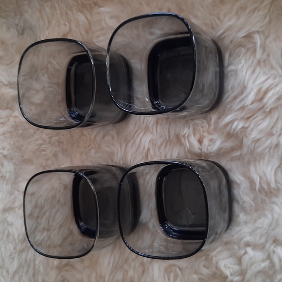 Set of 4 Vintage Square Smokey Gray Lowball Glasses - Picture 2 of 4